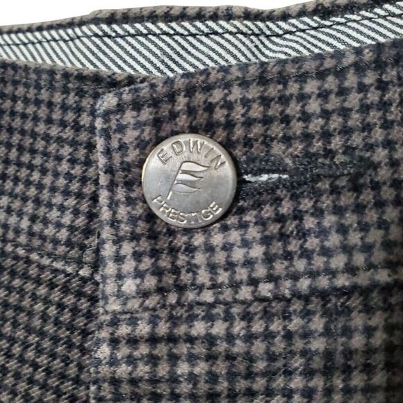 Edwin Prestige Pants Size M Houndstooth Pattern Black Tan Corduroy Womens - Picture 3 of 14